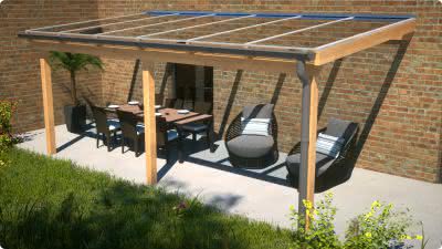Terrassen&uuml;berdachung zum Anbau aus Leimholz